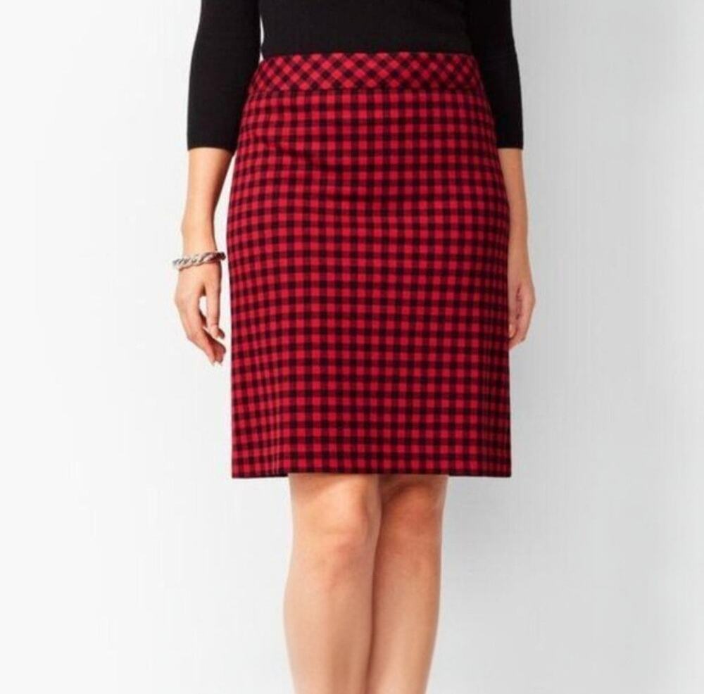 Talbots Skirt Buffalo Plaid Red & Black Checked Size 18 Lined A-Line